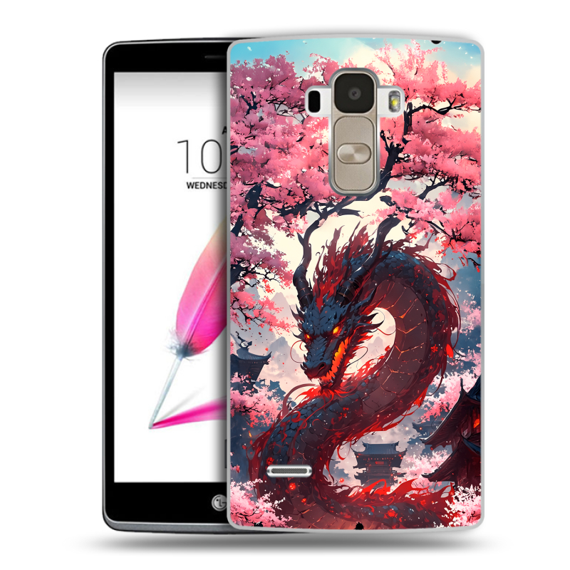 Силиконовый чехол на LG G4 Stylus с принтом Дракон Японский Силиконовый чехол на LG G4 Stylus с принтом Дракон Японский