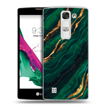 Силиконовый чехол на LG G4c с принтом Мрамор зеленое золото Силиконовый чехол на LG G4c с принтом Мрамор зеленое золото