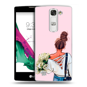 Силиконовый чехол на LG G4c с принтом Девушка и букет Силиконовый чехол на LG G4c с принтом Девушка и букет