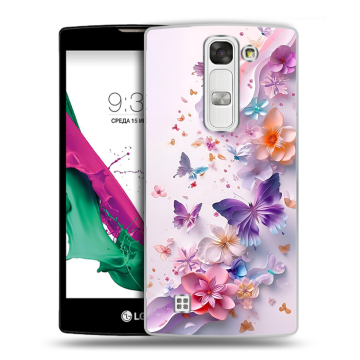 Силиконовый чехол на LG G4c с принтом цветы бабочки