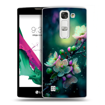 Силиконовый чехол на LG G4c с принтом Цветы и мрамор