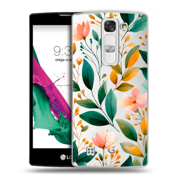 Силиконовый чехол на LG G4c с принтом Цветы паттерн Силиконовый чехол на LG G4c с принтом Цветы паттерн