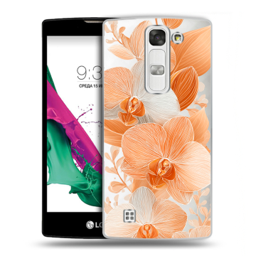 Силиконовый чехол на LG G4c с принтом Бежевые цветы Силиконовый чехол на LG G4c с принтом Бежевые цветы