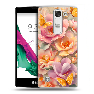 Силиконовый чехол на LG G4c с принтом Цветы и бабочки Силиконовый чехол на LG G4c с принтом Цветы и бабочки