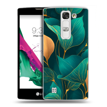 Силиконовый чехол на LG G4c с принтом Листья и золото Силиконовый чехол на LG G4c с принтом Листья и золото