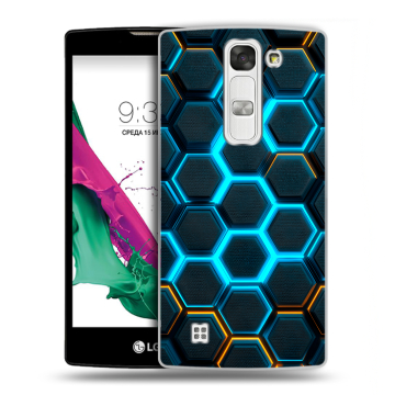 Силиконовый чехол на LG G4c с принтом Неоновые соты Силиконовый чехол на LG G4c с принтом Неоновые соты