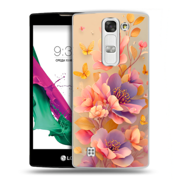 Силиконовый чехол на LG G4c с принтом Цветы и бабочки Силиконовый чехол на LG G4c с принтом Цветы и бабочки