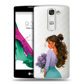 Силиконовый чехол на LG G4c с принтом девушка цветы Силиконовый чехол на LG G4c с принтом девушка цветы