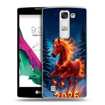 Силиконовый чехол на LG G4c с принтом Новый год коня