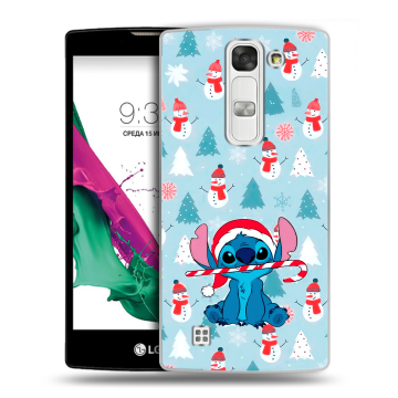 Силиконовый чехол на LG G4c с принтом Стич Новый год Силиконовый чехол на LG G4c с принтом Стич Новый год