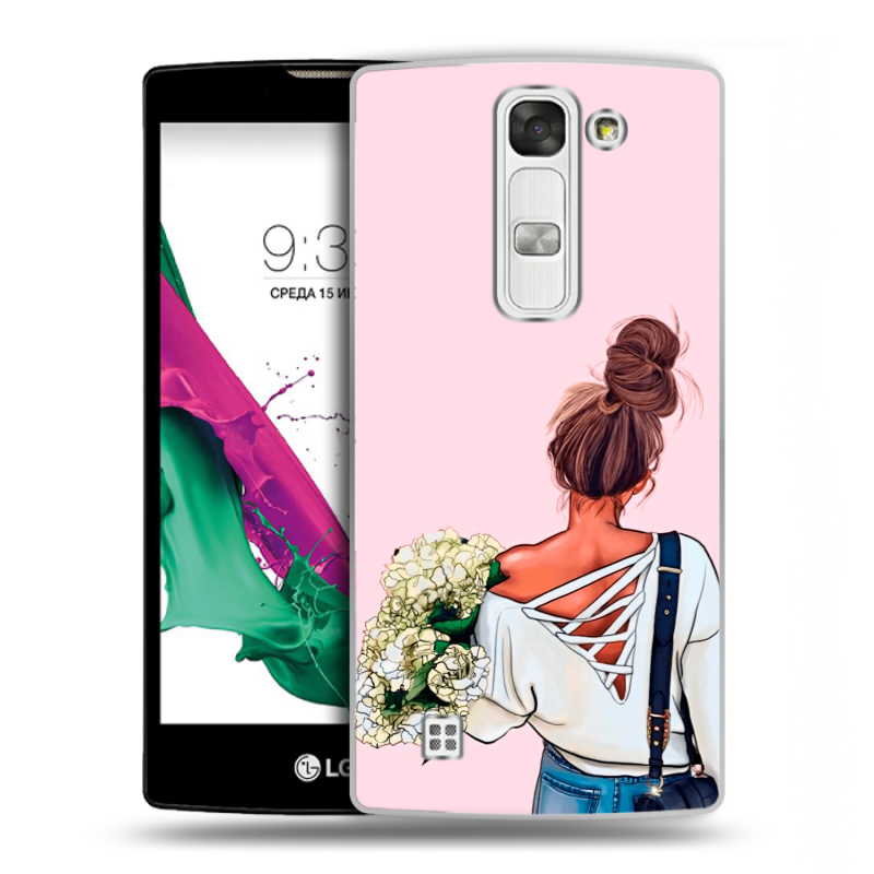 Силиконовый чехол на LG G4c с принтом Девушка и букет Силиконовый чехол на LG G4c с принтом Девушка и букет