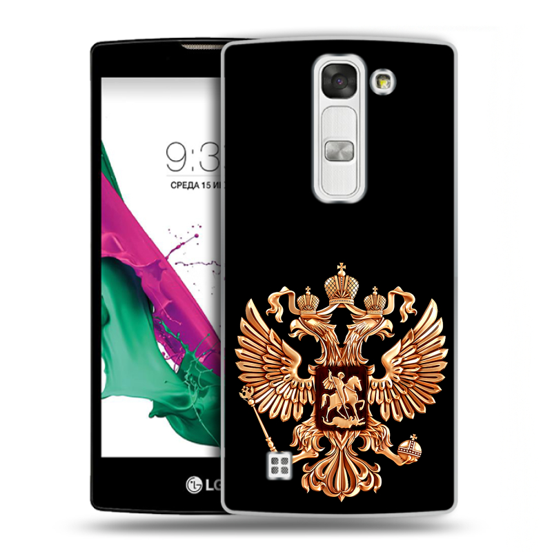 Силиконовый чехол на LG G4c с принтом Герб России золотой Силиконовый чехол на LG G4c с принтом Герб России золотой