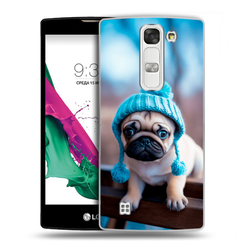 Силиконовый чехол на LG G4c с принтом Мопс в шапке Силиконовый чехол на LG G4c с принтом Мопс в шапке
