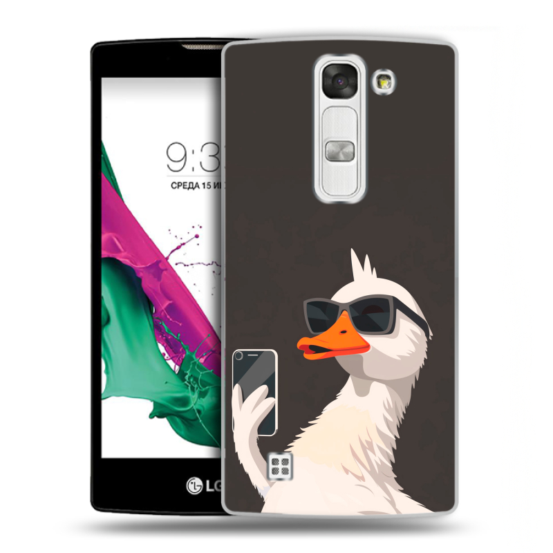 Силиконовый чехол на LG G4c с принтом утка в очках Силиконовый чехол на LG G4c с принтом утка в очках