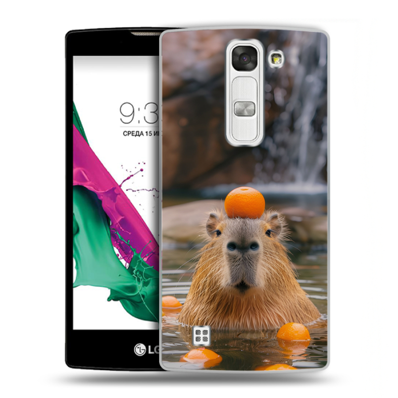 Силиконовый чехол на LG G4c с принтом Капибара с апельсином Силиконовый чехол на LG G4c с принтом Капибара с апельсином
