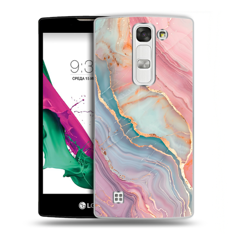 Силиконовый чехол на LG G4c с принтом розовый мрамор Силиконовый чехол на LG G4c с принтом розовый мрамор