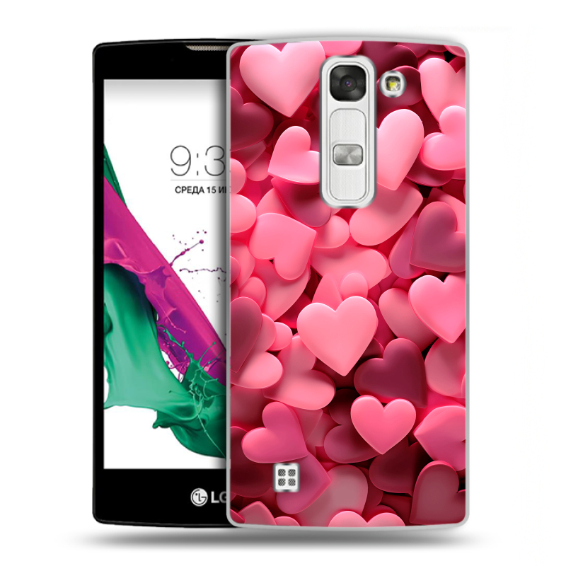 Силиконовый чехол на LG G4c с принтом розовые сердечки Силиконовый чехол на LG G4c с принтом розовые сердечки
