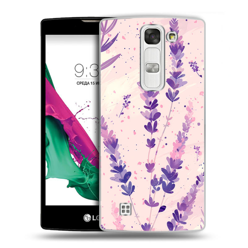 Силиконовый чехол на LG G4c с принтом цветы лаванда Силиконовый чехол на LG G4c с принтом цветы лаванда