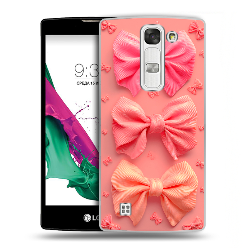Силиконовый чехол на LG G4c с принтом Розовые бантики Силиконовый чехол на LG G4c с принтом Розовые бантики