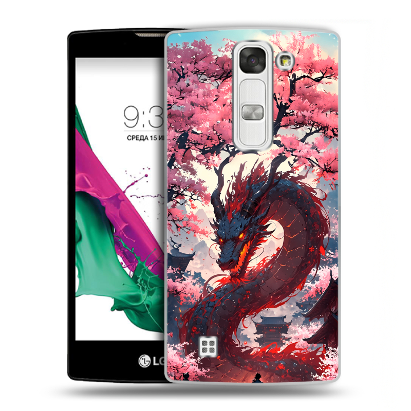 Силиконовый чехол на LG G4c с принтом Дракон Японский Силиконовый чехол на LG G4c с принтом Дракон Японский