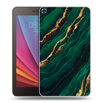 Силиконовый чехол на планшета Huawei MediaPad T1 7.0 с принтом Мрамор зеленое золото Силиконовый чехол на планшета Huawei MediaPad T1 7.0 с принтом Мрамор зеленое золото