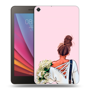 Силиконовый чехол на планшета Huawei MediaPad T1 7.0 с принтом Девушка и букет Силиконовый чехол на планшета Huawei MediaPad T1 7.0 с принтом Девушка и букет
