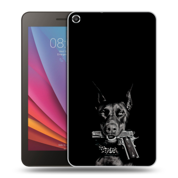Силиконовый чехол на планшета Huawei MediaPad T1 7.0 с принтом Доберман и пистолет Силиконовый чехол на планшета Huawei MediaPad T1 7.0 с принтом Доберман и пистолет