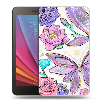 Силиконовый чехол на Huawei MediaPad T1 7.0 с принтом Бабочки и цветы