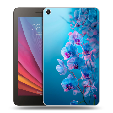 Силиконовый чехол на Huawei MediaPad T1 7.0 с принтом голубые орхидеи