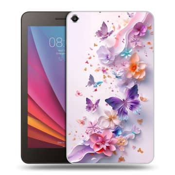 Силиконовый чехол на Huawei MediaPad T1 7.0 с принтом цветы бабочки Силиконовый чехол на Huawei MediaPad T1 7.0 с принтом цветы бабочки