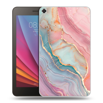 Силиконовый чехол на Huawei MediaPad T1 7.0 с принтом розовый мрамор