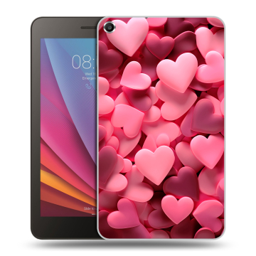 Силиконовый чехол на Huawei MediaPad T1 7.0 с принтом розовые сердечки
