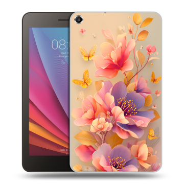 Силиконовый чехол на Huawei MediaPad T1 7.0 с принтом Цветы и бабочки Силиконовый чехол на Huawei MediaPad T1 7.0 с принтом Цветы и бабочки