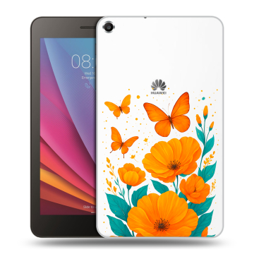 Силиконовый чехол на Huawei MediaPad T1 7.0 с принтом цветы бабочки Силиконовый чехол на Huawei MediaPad T1 7.0 с принтом цветы бабочки