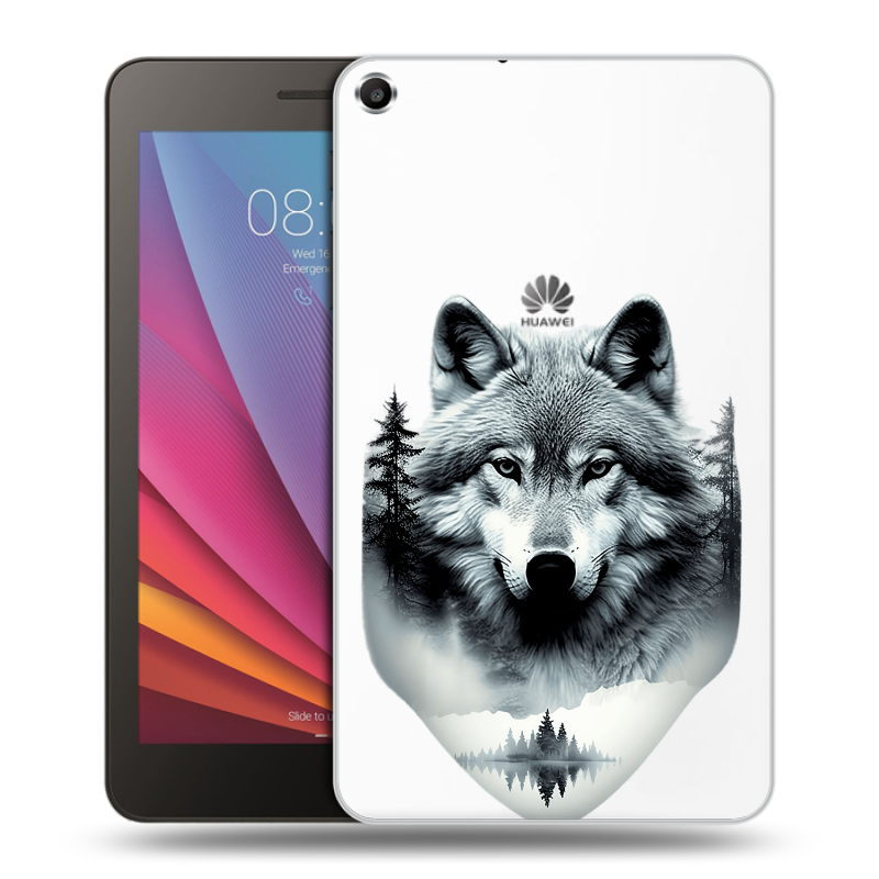 Силиконовый чехол на Huawei MediaPad T1 7.0 с принтом Волк в лесу Силиконовый чехол на Huawei MediaPad T1 7.0 с принтом Волк в лесу