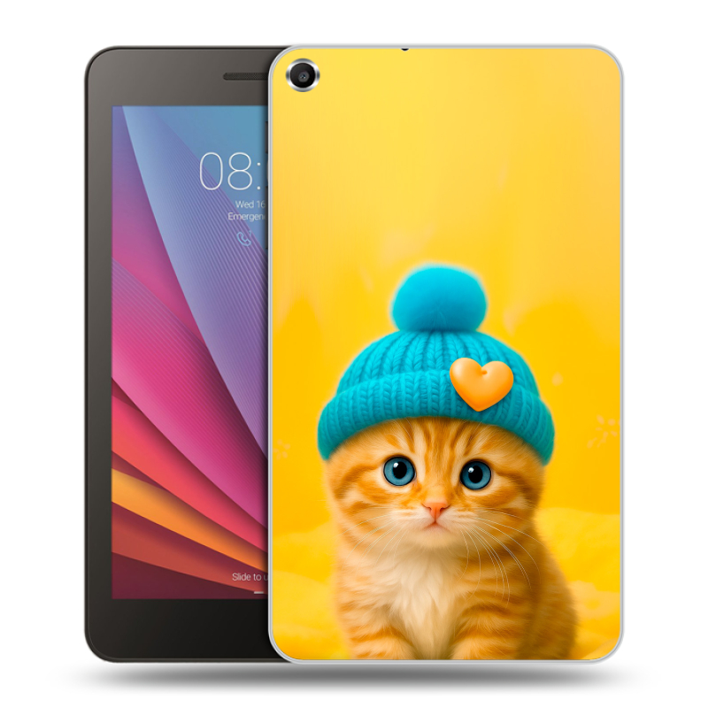 Силиконовый чехол на Huawei MediaPad T1 7.0 с принтом Котенок в шапке Силиконовый чехол на Huawei MediaPad T1 7.0 с принтом Котенок в шапке