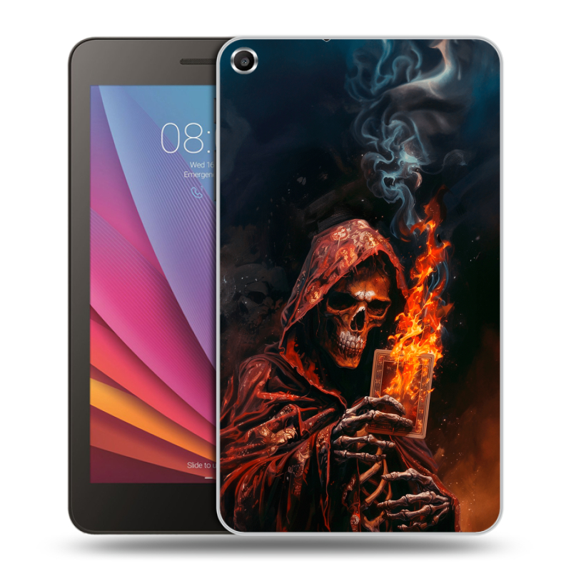 Силиконовый чехол на Huawei MediaPad T1 7.0 с принтом Скелет и карты Силиконовый чехол на Huawei MediaPad T1 7.0 с принтом Скелет и карты