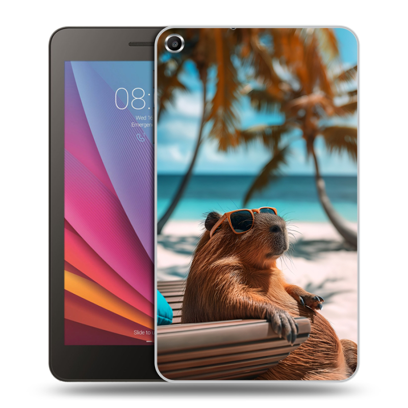 Силиконовый чехол на Huawei MediaPad T1 7.0 с принтом Капибара Силиконовый чехол на Huawei MediaPad T1 7.0 с принтом Капибара