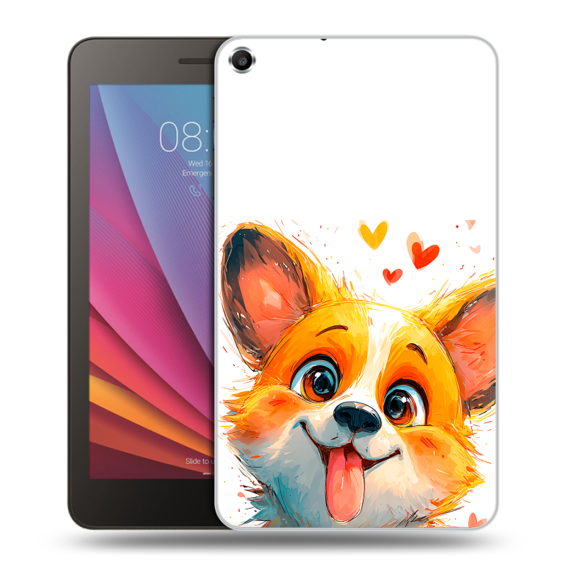 Силиконовый чехол на Huawei MediaPad T1 7.0 с принтом корги Силиконовый чехол на Huawei MediaPad T1 7.0 с принтом корги