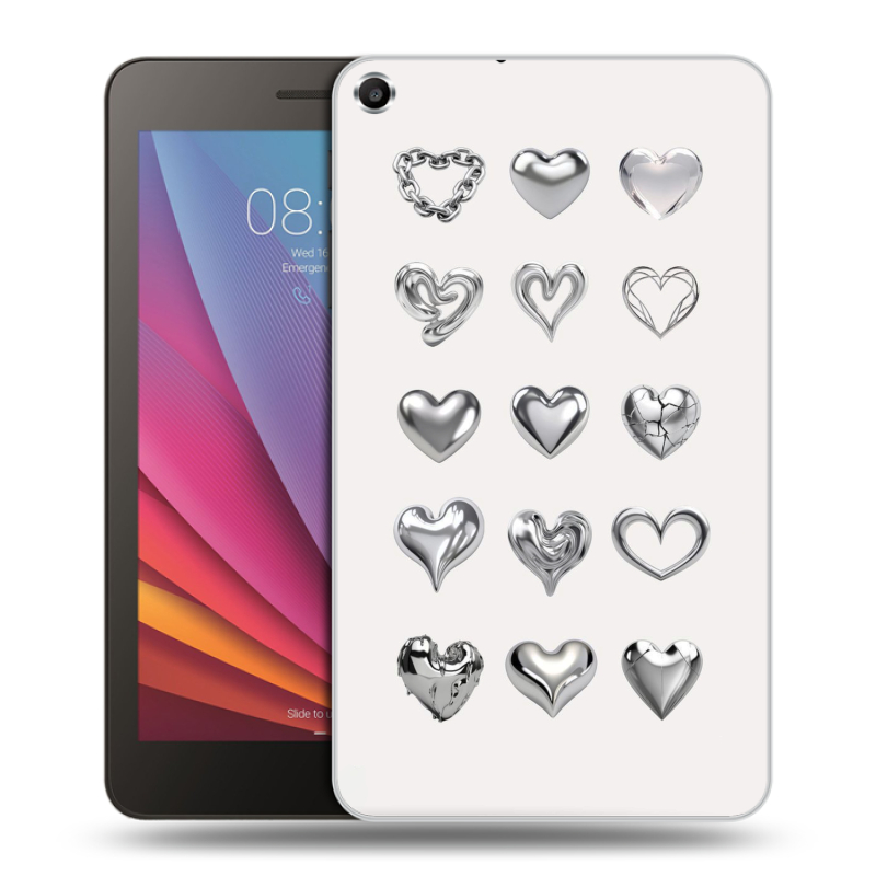 Силиконовый чехол на Huawei MediaPad T1 7.0 с принтом Y2K сердечки Силиконовый чехол на Huawei MediaPad T1 7.0 с принтом Y2K сердечки