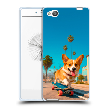 Силиконовый чехол на ZTE Nubia Z9 Mini с принтом Корги на скейте