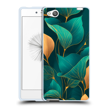 Силиконовый чехол на ZTE Nubia Z9 Mini с принтом Листья и золото