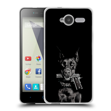 Силиконовый чехол на ZTE Blade L3 с принтом Доберман и пистолет