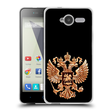 Силиконовый чехол на ZTE Blade L3 с принтом Герб России золотой Силиконовый чехол на ZTE Blade L3 с принтом Герб России золотой