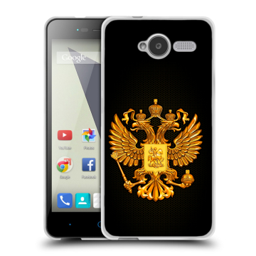 Силиконовый чехол на ZTE Blade L3 с принтом Герб России желтый