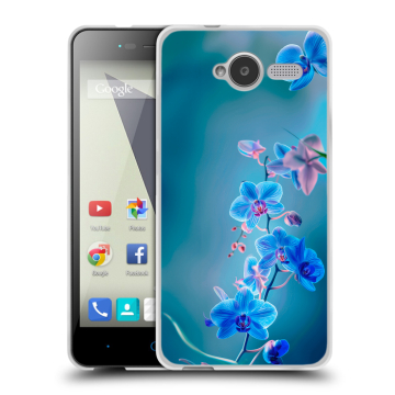 Силиконовый чехол на ZTE Blade L3 с принтом Голубые цветы Силиконовый чехол на ZTE Blade L3 с принтом Голубые цветы