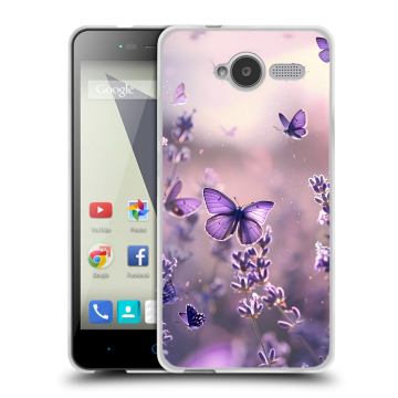 Силиконовый чехол на ZTE Blade L3 с принтом бабочки и лаванда