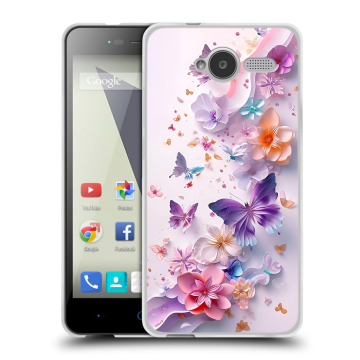 Силиконовый чехол на ZTE Blade L3 с принтом цветы бабочки