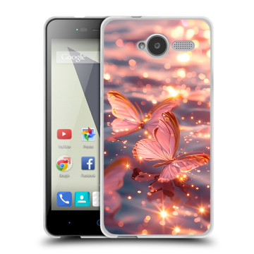 Силиконовый чехол на ZTE Blade L3 с принтом бабочки розовые