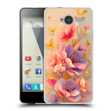 Силиконовый чехол на ZTE Blade L3 с принтом Цветы и бабочки